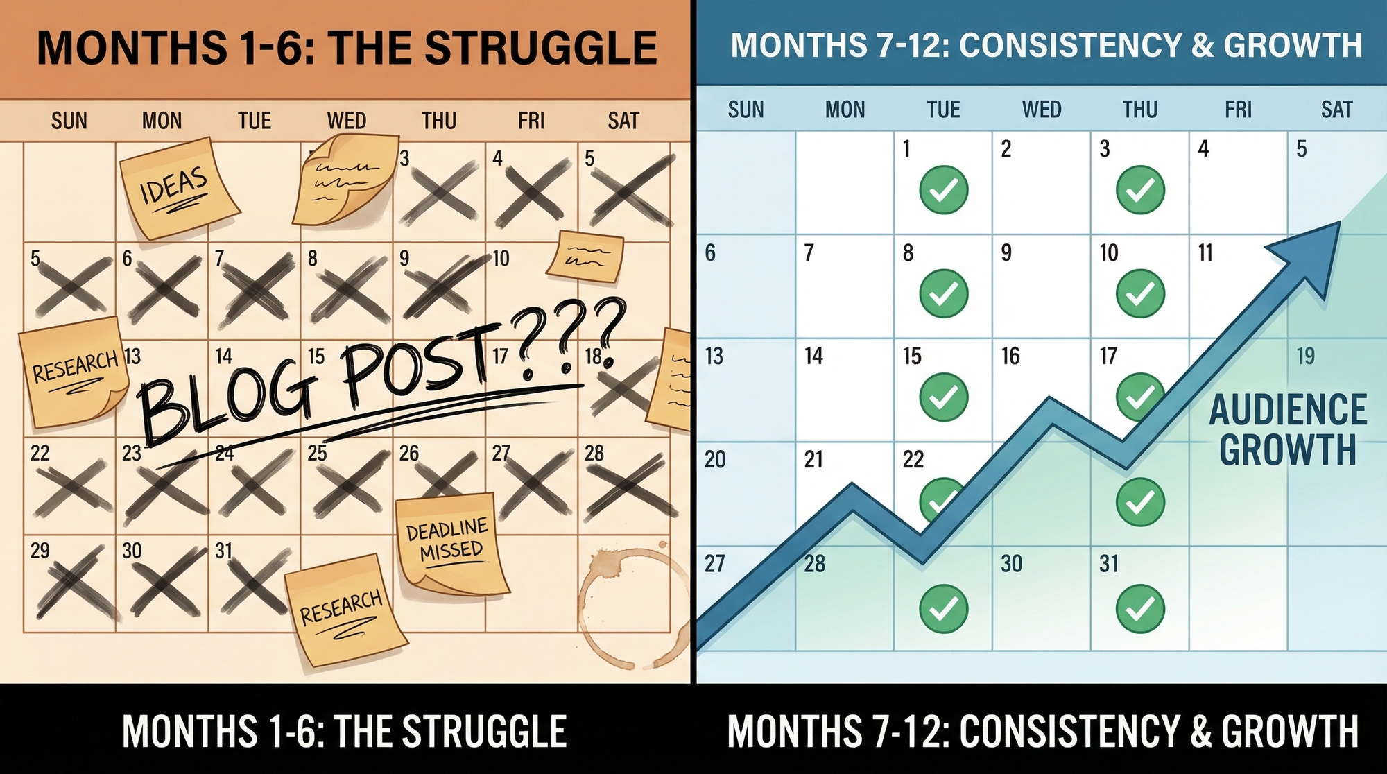 The content calendar problem: six months of chaos versus consistent publishing